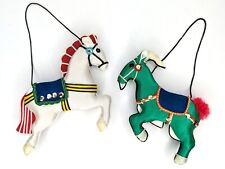 Vintage Satin Fabric Sequins Christmas Ornaments, Lot of 2 | Circus Horse & Goat picture