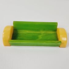 Vintage Bakelite Catalin Tray Holder Green & Yellow - 4 7/8