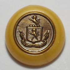 Vintage Spectemur Agendo Plastic Button OME Antique Brass Heraldic Relief Design picture