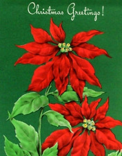 STANLEY Poinsettia Christmas Vintage French Fold Card, Unused picture