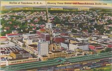 c1940s Texarkana skyline Union Station border Texas linen D774 picture