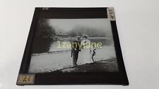 NOA Glass Magic Lantern Slide Photo 17 MAN AND WOMAN DRESSED UP WITH HATS WATER picture