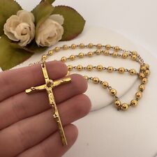 VINTAGE ~ OUR LADY OF THE SNOWS ~ GOLD TONE ~ BEADED ROSARY ~ ITALY ~ RELIGIOUS picture