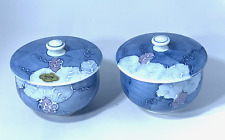 2 Vintage Japanese Arita ware teacups bowls porcelain lidded picture