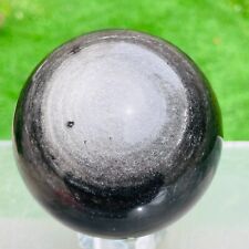 592g Natural Silver Black Obsidian Sphere Crystal Ball Specimen Healing picture