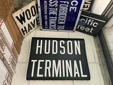 NY NYC SUBWAY MYLAR ROLL SIGN HUDSON TERMINAL WORLD TRADE MANHATTAN FINANCIAL picture