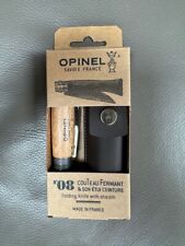 NEW  Opinel France No08 Folding Knife Beech Wood Handle With Leather Sheath NIB picture