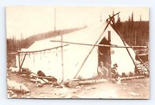 Postcard RPPC Photo Huge Hunting Camp Trapper's Canvas Tent Mountain 1908 picture