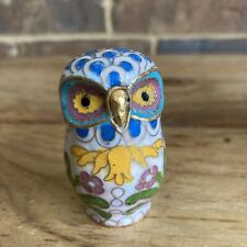 Vintage Cloisonne Miniature Owl 2” Tall picture