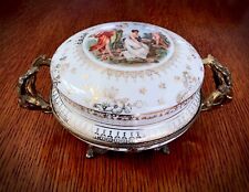 Superb Antique Czechoslovakia Victoria HU Hand Painted Porcelain Covered Bowl picture