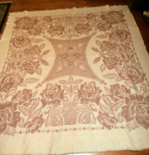 Vintage Golden Dawn 100% Wool Floral Roses Reversible blanket 73