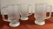 SET 3 VINTAGE INDIANA CLEAR GLASS TREE BARK DRINKING MUGS FLAWLESS TEA/ROOTBEER picture