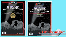 25 BCW SILVER RESEALABLE COMIC BOOK BAGS with BACKING BOARDS Clear PVC free picture