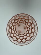 Vintage Jeanette Glass Pink Powder Jar Candy Dish Cubist Pattern 1950's picture
