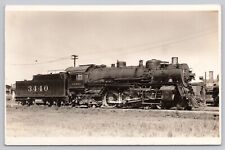 Atchison Topeka & Santa Fe Railroad Locomotive 3440 VTG RPPC Real Photo Postcard picture