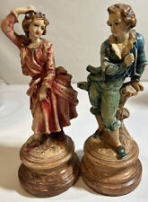 Vtg Italian BORGHESE Chalkware Renaissance Couple Figurines-12.75