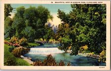 1936 Vintage Postcard Gordon Park Cleveland Ohio Waterfall Creek Trees picture