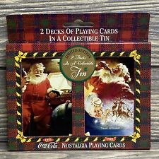 Vintage Nostalgia Coco-Cola Playing Cards 2 Decks 1997 Collectible Santa Tin picture
