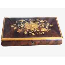 Sorento Italian Wooden Music Box Floral Velvet Lining Footed Jewelry picture
