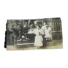 Group Family Snapshot in Front Porch of House Vintage Antique Photo picture