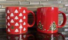 2 Vintage Waechtersbach Red Christmas Tree Ceramic Coffee Mugs picture