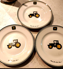 John Deere Tractor Logo (3) Dinner Plates 11 1/4”  ~ Marketed By Gibson picture