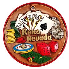 Vtg Reno Nevada Plate souvenir wall hanging 3 D dice playing cards chips Japan picture
