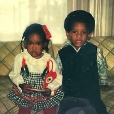 QB Photograph Polaroid 1980's Siblings African American Boy Girl Brother picture
