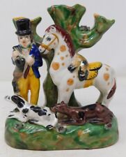 Staffordshire Spill Vase Hand-Painted Hunt Scene with Horse & Dogs 7