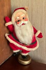 Vintage Christmas Dancing Santa Claus Flocked Plastic approx. 9 in Tall picture