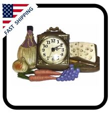Vintage New Haven Burwood Quartz Wall Clock Wine & Cheese Grapes Vegetables picture