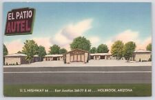 Holbrook Arizona El Patio Autel Motel Art Deco Linen Postcard picture