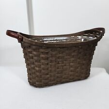Longaberger 2006 Library Basket Deep Brown Stain+Protector COUNTRY FARMHOUSE EUC picture