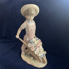 Lladro Wheelbarrow W/ Flowers Boy #1283  Retired Figurine Great Condition picture
