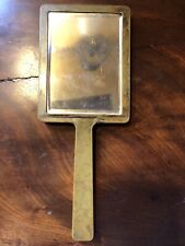 Vintage/Antique Beveled Brass Handheld Beveled Mirror Approx 10