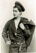 19th Century sailor open shirt and big knife studio pic gay man's collection 4x6 picture