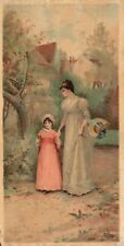 1880s-90s Woman & Young Girl Walking A Morning Walk Trade Card picture