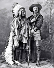 Bill Cody Sitting Bull Photo 8X10 - 1885 Buffalo Lakota Indian Chief picture