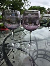 Waterford Marquis Crystal Polka Dot Purple Wine Glasses Set Of 2  picture