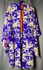 Japanese Kimono Robe Floral Purple Traditional Kimono Sleeve Partially Lined picture