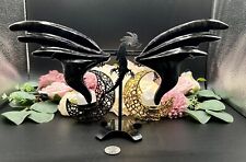 Natural AMAZING Silversheen Obsidian Dragon wings w/ stand  & Gift picture