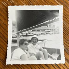Two Teenage Girls on a Sailboat 1950s Photo  Sunglasses B&W 3