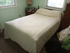 Vintage Sears Ivory Hobnail Chenille Dresden Queen Bedspread Fringe Full Cream picture