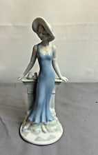 Vintage Elegant Porcelain Figurine Bonnet Lady With Doves - High Gloss Smooth picture