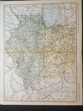 Original 1894 railroad map Drawn by American Bank Note Co. Illinois Indiana 11x9 picture