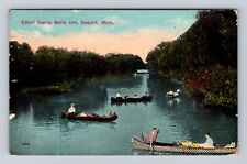 Detroit MI- Michigan, Canal Scene, Belle Isle, Antique, Vintage c1915 Postcard picture
