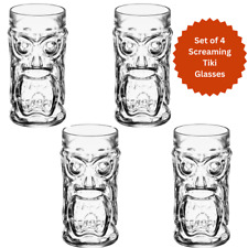 Set of 4 Anchor Hocking Glass Screaming Tiki Glasses picture