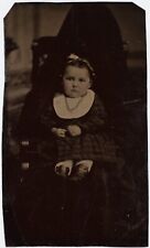 CIRCA 1870s 1/6TH PLATE TINTYPE HIDDEN MOTHER UNDER CLOTH CUTE LITTLE GIRL RARE picture