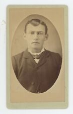 Antique CDV Circa 1870s Intense Looking Young Man in Suit Martyr Norborne, MO picture