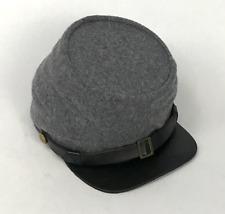 Confederate Civil War Kepi of Grey Wool with Leather Brim - Size Extra Large picture